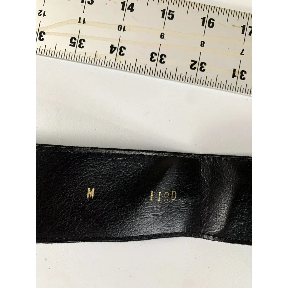 Vintage Statement Belt Medium Womens 90s‎ Black Wide Strap Waist Embroidered